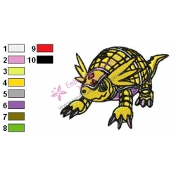 Armadillomon Digimon Embroidery Design